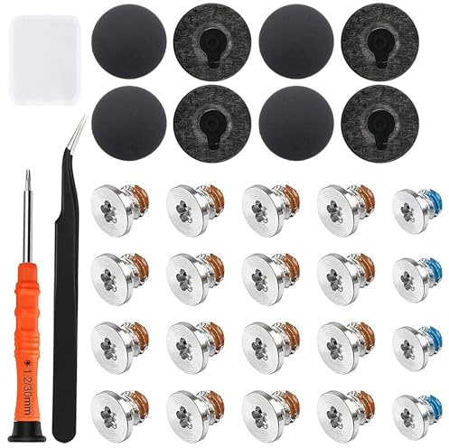 lrgnixs 31pcs Kunststoff Polster Ersatz Fuss Set, Computer Ersatzschrauben | Basis Basis Gummi Gehäuse Fuß und Schrauben Set Ersatz für MacBook Pro 13 15 '' A1425 A1502 A1 98 (P5 Schraubendreher)