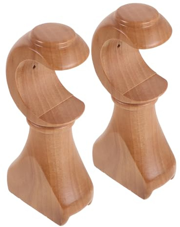 YARNOW Supports de Tringle à Rideaux en Bois Naturel Lot de 2, Kit de Fixation Réglable 35 MM pour Mur et Plafond, Chambre et Salon, Base Stabilisatrice Anti-Glisse