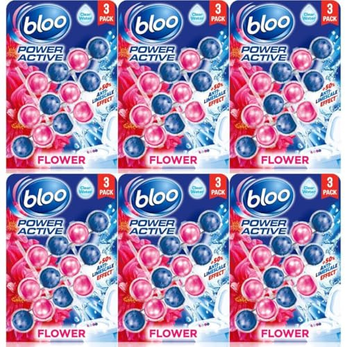 Bloo Power Active Toilet Rim Block Fresh Flowers Rimblocks Pack of 3 - Pack of 6