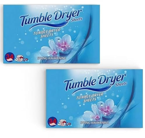 Tumble Dryer Sheets, Spring Awakening Scent, 34 Sheets per Pack, 2 Pack