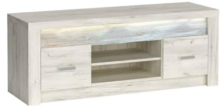 Masseno TV-Schrank ZERI 137 cm Fernsehschrank mit 2 Türen TV-Lowboard für Wohnzimmer Modern 137x42x53 cm Eiche Bianco