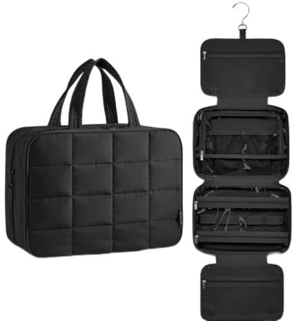 AiQInu Trousse de Toilette, Pliable Grande Trousse de Toilette Voyage pour Hommes et Femmes,Multifonction Imperméable Sac Cosmétique Organisateur de Voyage avec Crochets