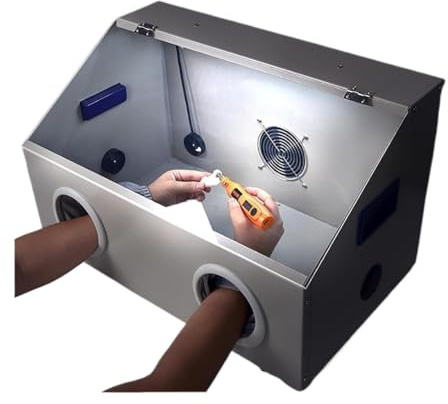Aspiratore For Sabbiatrice Da Laboratorio - Scatola Di Raccolta Polvere For Incisione Con Luce LED E Finestra Trasparente, Ventola Potente Da 2800 Giri/min For Molatura, Incisione