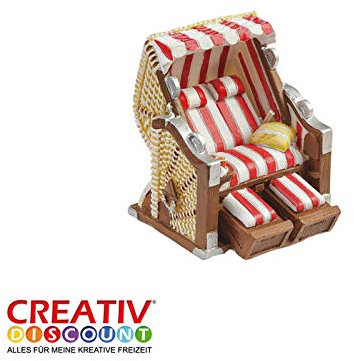 CREATIV DISCOUNT® NEU Mini- Strandkorb Rot-Weiß, ca. 6,5 x 6,5 x 5cm