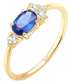 Elli Ring Elli PREMIUM Ring Damen Verlobung mit Synthetischem Rubin und Zirkonia Kristallen in 925 Sterling Silber Vergoldet