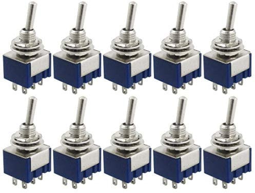 Hailege 10pcs AC 125V 6A Ampere EIN/EIN 6 Klemmen 2 Positionen DPDT Kippschalter MTS202