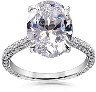 AINUOSHI Damen 925 Sterling Silber Zirkon Ring,5 Karat ovaler Damen Ewige Verlobungsring, Jubiläum Hochzeitsschmuck Geschenk Weißes Gold, 51 (16.2)