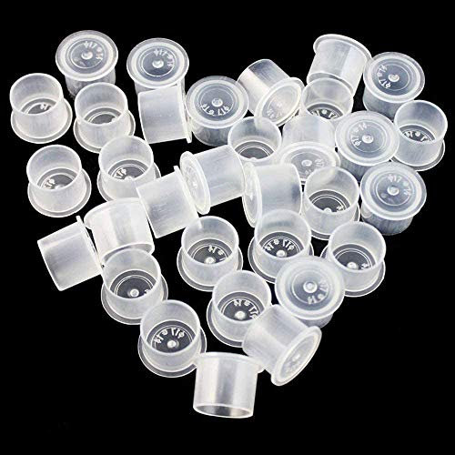 Tattoo Ink Caps Cups - SOTICA 300PCS #14 Mittlere Kunststoff Tattoo Tintenbecher Microblading Makeup Tattoo Pigment Tintenkappen mit Basis Weiß für Tattoo Ink Tattoo Supplies