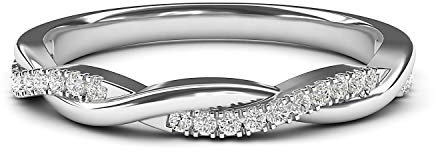 LANDA JEWEL Damen Unisex Kinder - 0,925 Sterling-Silber 925 Runder Brilliantschliff Hochfeines Weiß +/River (D) Diamant de synthèse