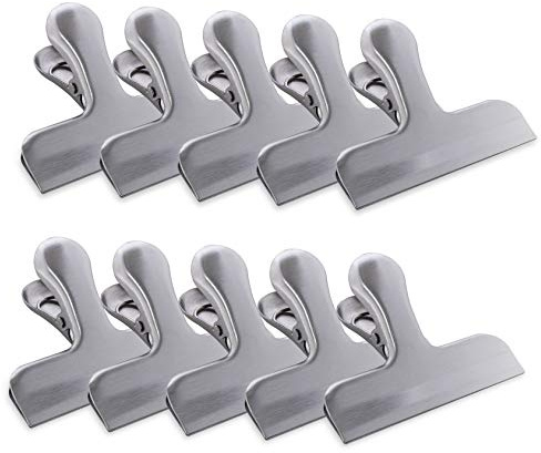 Super Z Outlet 10 Pack Heavy Duty Metal Silver Chip Bag Clip Clamps for Air Tight Seal Kitchen Food Saver, Arts & Crafts (3 Inches)