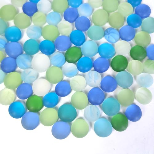 HappyFiller Dekorative, mattierte Meeresglas-Edelsteine, flache Murmeln, 0,5 kg