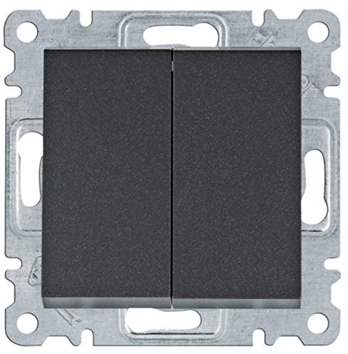 HAGER (KNX+DOM) - Conmutador doble, serie lumina de hager, mecanismo con teclas, con bornes de tornillos, negro