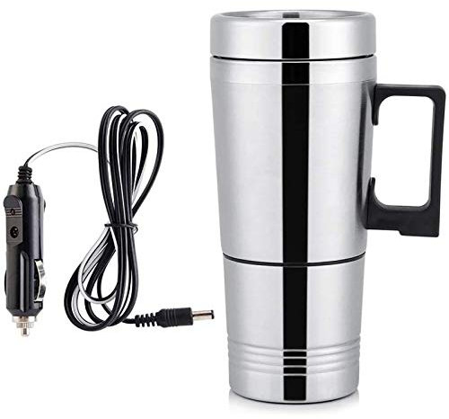 JIAHU Heated Travel Mug 400ML 12V Portable Car Electric Kettle Water Heater Stainless Steel Flask Electric Thermos 1 Pc