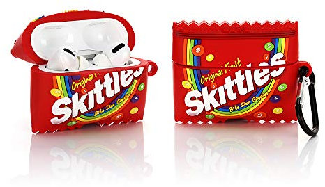 YIGEYI Silikon Hülle Kompatibel mit Airpods Pro Funny Cute 3D Cartoon Case Cover[Geschmack Snacks-Serie] (Skittles)