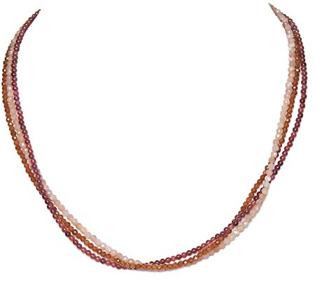 Mondstein - Hessonit - Rhodolith 3-reihige Kette Collier