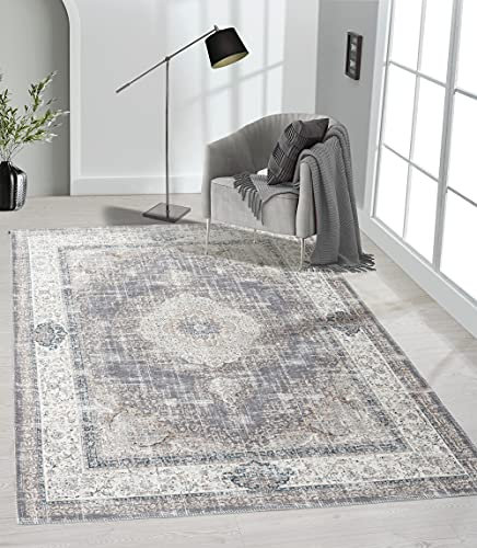 the carpet Elira Teppich, Flachgewebe, Robust, Modernes Design, Vintage Optik, Used Look, Superflach, Baumwollrücken, waschbar, Orientalisch, Beige, ca. 160 x 230 cm