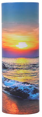 Urna de dispersión Ocean Sunset – Tubo de dispersión biodegradable para cenizas – Urna de cremación para cenizas de adultos (pequeña)