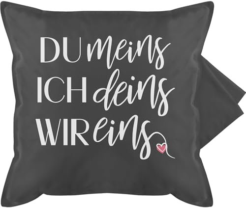 Shirtracer Kissenbezug - Valentinstag Partner Kissen Ideen - Du meins Ich deins Wir eins - 50 x 50 cm - Grau - Spruch Liebe liebes Geschenk walentinstag kuschelkissen mit Valentinstagsgeschenk