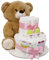 MilaBoo® Rosa Windeltorte Mädchen mit kuscheligen großen Teddybär I hochwertiges Neugeborenen Geschenk mit Windeln und Produkten I persönliches Babygeschenk zur Geburt