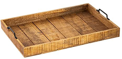 casamia Serviertablett Holztablett XXL 57x39cm Tablett Holz Serviertablett Deko Tablett aus Mangoholz massiv