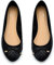 Dernolsea Womens Ballet Flats, Patent Leather Bow Round Toe Foldable Flat Slip On Pumps Dolly Ballerina Shoes Plain Black Size 5.5