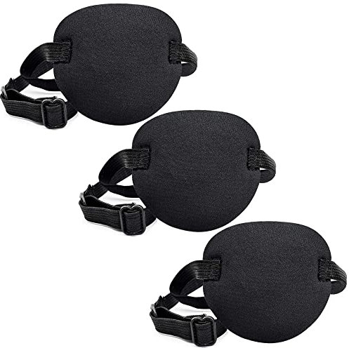 3 PièCes Cache Oeil Patchs Patch D'Oeil Strabisme Masque Pour Les Yeux Cosplay Patchs Oculaires RéGlables Cache-œIl De Pirate Ajustable Masque Pour Les Pour Le Traitement De L'Amblyopie Humaine (Noir)