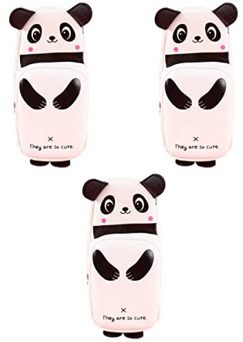 Tofficu 3st Mäppchen Große Aufbewahrungstasche Für Stifte Basteltaschen Selber Machen Panda-stifttasche Lippenbalsam Tasche Lippenstifte Tasche Münzbeutel Pu-leder Kind Reißverschluss Tier