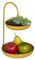 Relaxdays Obst Etagere, 2 stöckig, Metall, HxBxT: 31 x 23 x 20 cm, runde Früchteschale für Obst, Gemüse & Kekse, Gold