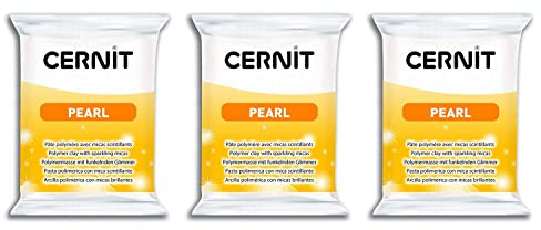 CERNIT PEARL Modelliermasse, Polymer, 56 g, Perlmutt, 3 Stück