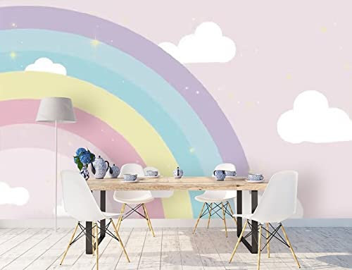 XAONUO Arc-En-Ciel Art Murals Papier Peint Vinyle, Arc En Ciel Nuages Modèle Papier Peint Autocollant Mural Effet 140X70Cm Vinyle Imperméable Xxl Tableaux Muraux Tapisserie Photo Décoration Murale