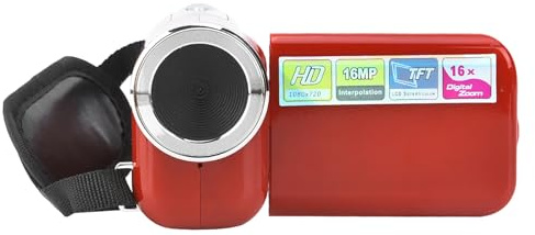 Dioche Camcorder für Kinder, Tragbare Digitale HD-Videokamera mit 2-Zoll-TFT-LCD-Bildschirm (rot) für Fotografie und Video