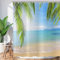 ASDCXZ Rideau de Douche Palmiers Plage 120x180 cm, Bord de mer d'été Plage de Sable Bleu Ciel Plantes Tropicales Lavables Textile Rideau Douche imperméable pour Baignoire avec 8 Crochets