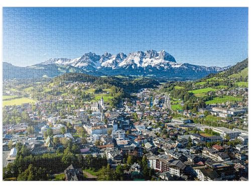 MyPuzzle Panorama-Blick auf Kitzbühel in Tirol, Österreich - Premium 1000 Teile Puzzle - MyPuzzle Sonderkollektion von Starnberger Spiele