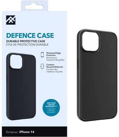 ZAGG iFrogz Defence Protective Case Compatible with iPhone 14, Durable, Snap On, Smudge Resistant, Slim, Recycled, Black