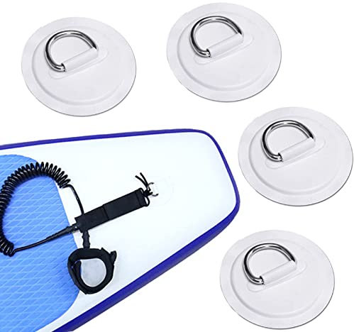 PnxdeobXL 4 Stück D-Ring Pad Patch, Edelstahl-D-Ring-Patch, Kreisförmiger D-Ring Patch, PVC-Patch-Schnalle aus Edelstah, D-Typ-Schnalle aus Edelstahl für Sup-Paddelseil, Feste Schnalle