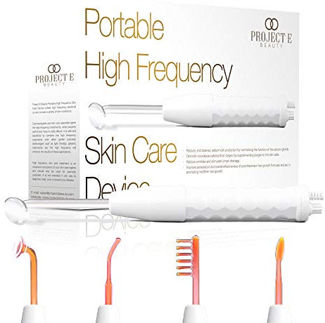 High Frequency Wand by Project E Beauty | Neon (Orange) | Anti-Aging | Reduced Wrinkles | Tighter & Firmer Skin | Reduced Puffy Eyes | Prevent Hair Loss | 4 Applicators