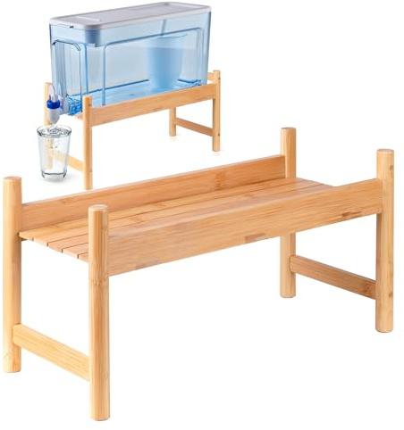 ZPirates Bamboo Water Filter Purifier Stand - Water Pitchers and Drink Dispensers Compatible (Rectangular) - Apartment Essential