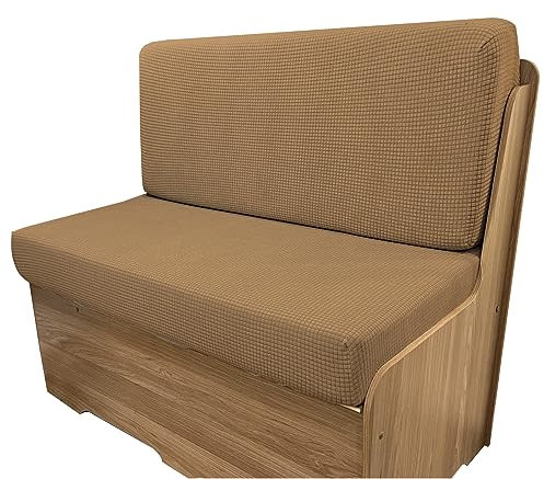 Dulepax Wohnmobil Esstischkissenbezüge, Ersatzbezüge für Wohnmobilkissen, Kamel Stretchstoff RV Esstischsitzbezüge, Kissenbezüge für den Anhänger, einschließlich 1 Rückenlehnenbezug und 1 Bankbezug.