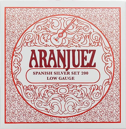 Aranjuez - Cuerdas Guitarra Clásica Española Plata 200 Tensión Baja Nylon Negro