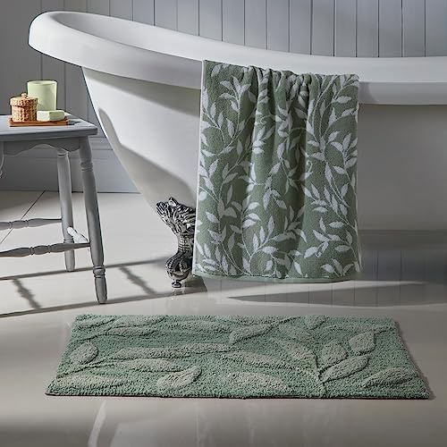 Dreams & Drapes Sandringham Badvorleger, 100% Baumwolle, 50 x 80 cm, Stahl/Salbei