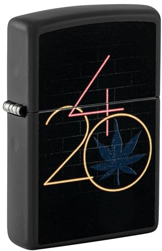 Zippo Sturmfeuerzeug - 420, Black Matte, Black Light - Nachfüllbar - Wiederverwendbar - Windfestes Design - Geschenkbox - Made in USA