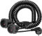 KONYEN Protective Contact Spiral 0,3M auf 3M Dehnbare Anschluss Spiralkabel Kunststoffleitung Verlängerungsleitung, IP20 Innenbereich mit Schuko Stecker, Schuko-Stromkabel 250 V/ 16 A, Schwarz
