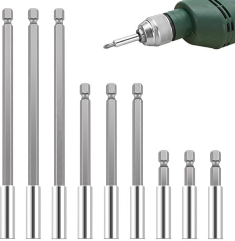 SVUPUE 9 PCS Portainserti, 1/4 Porta Inserti Lungo, Prolunga Avvitatore per la Maggior Parte Degli Avvitatori Elettrici, Trapani e Punte, 60/100 / 150 mm