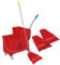Curvaso 20L Red Kentucky Mop Bucket & Wringer System with Wheels | Includes 2 Mopping Heads & Handle Holder | Commercial & Home Floor Cleaning