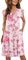MOLERANI Summer Dresses for Women UK Ruffle Sleeve V Neck Casual Swing Elastic Waist Midi Dress with Pockets Pink Flower XL