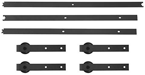Rail de Porte Coulissante Robuste en Acier au Carbone, Installation Facile pour Placard et Armoire, Finition Noire Mate 12 Pieds 366 Cm