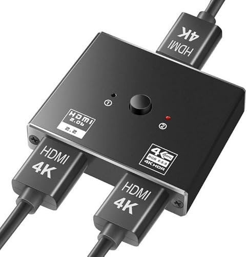 INF HDMI 2.0 Switch 2 en 1 Salida 4K HDMI Splitter 1 en 2 Salida, Alta resolución y frecuencia de actualización Que Proporciona una Buena disipación del Calor, 12x6x2 cm, Negro