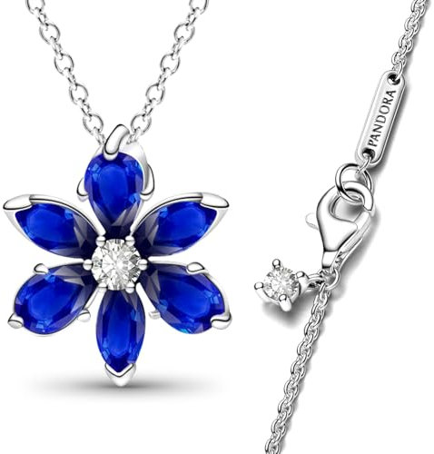 Blumen Kette,Brillante Eleganz Kette Damen,Halskette Damen,Einzigartige Handwerkskunst Blauer ZirkonHalskette Damen Silber 925,Kette Silber 925Halskette Silber Damen,Silberkette Damen,Halsketten