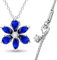 Blumen Kette,Brillante Eleganz Kette Damen,Halskette Damen,Einzigartige Handwerkskunst Blauer ZirkonHalskette Damen Silber 925,Kette Silber 925Halskette Silber Damen,Silberkette Damen,Halsketten