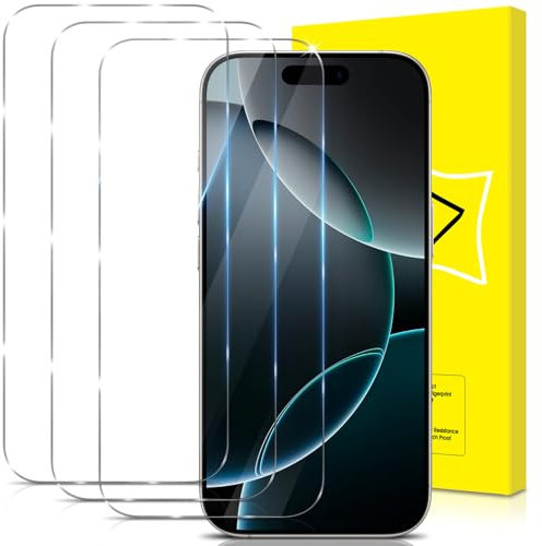 GiiYoon-3 PACK Screen Protector for iPhone 17/17 Pro /16 Pro Tempered Glass [HD Full Coverage] [Easy Installation] [Round Edge] [Scratch Resistant] [9H Hardness]